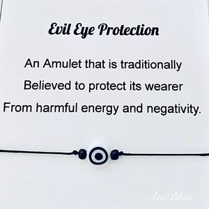 Evil Eye Protection Wax Cord Adjustable Bracelet